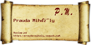 Prauda Mihály névjegykártya